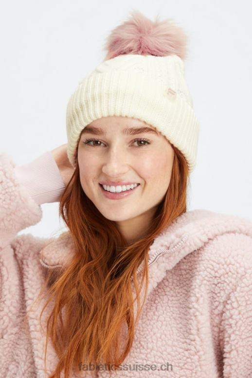 femmes bonnet à pompon en maille torsadée B0B6R3022 aigrette/mauve muet Fabletics
