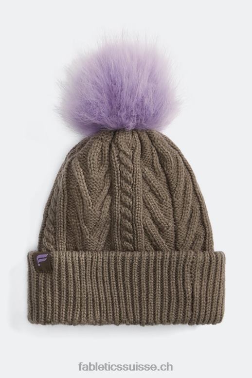 femmes bonnet à pompon en maille torsadée B0B6R3023 écorce de saule/ultraviolet Fabletics