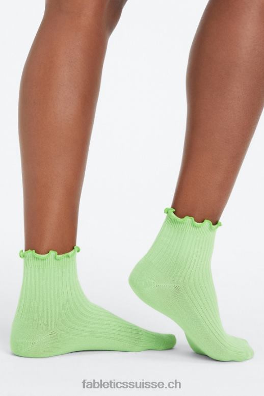 femmes Lot de 2 paires de chaussettes Cloud Seamless Lettuce Edge 4\'\' B0B6R2985 wasabi/noir Fabletics