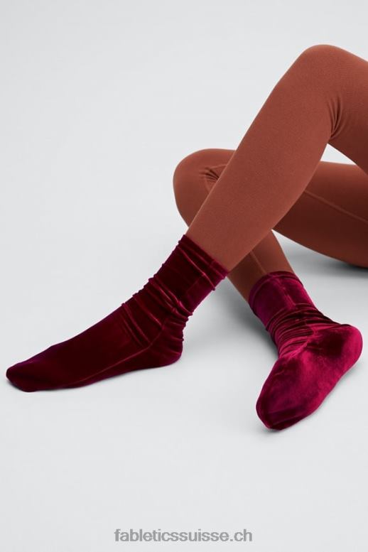 femmes chaussette en velours B0B6R3003 éclat de cerise Fabletics