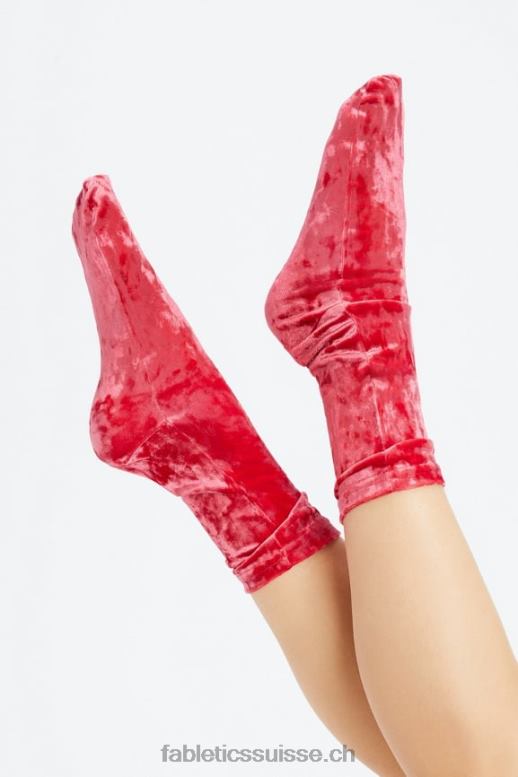 femmes chaussette en velours extensible 6" B0B6R2987 rouge fraise Fabletics