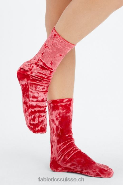 femmes chaussette en velours extensible 6\" B0B6R2987 rouge fraise Fabletics