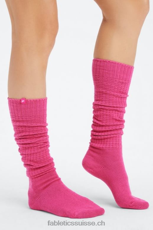 femmes chaussette haute en maille torsadée B0B6R2988 fuchsia Fabletics