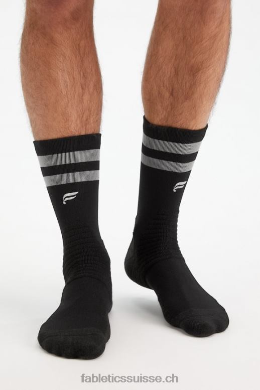 femmes la chaussette d\'équipage de performance B0B6R2998 bande grise noire Fabletics