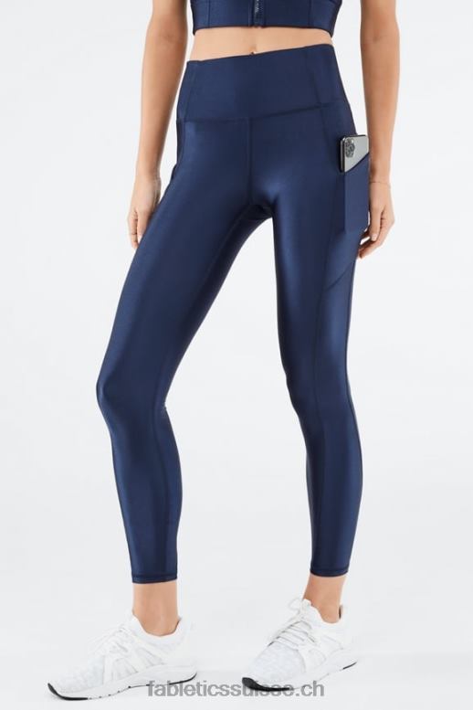 femmes Oasis Pureluxe Legging taille haute brillant 7/8 B0B6R899 éclat bleu marine profond Fabletics