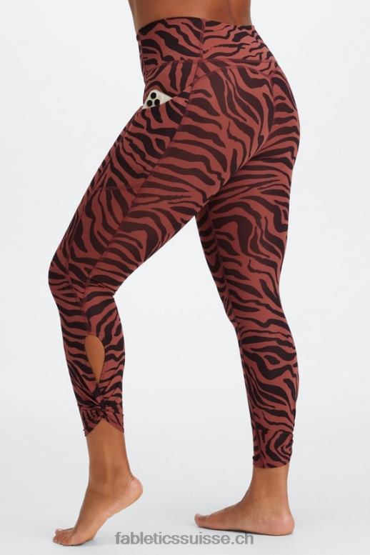 femmes Oasis Pureluxe Legging taille haute torsadé 7/8 B0B6R1138 trait de zèbre en acajou Fabletics
