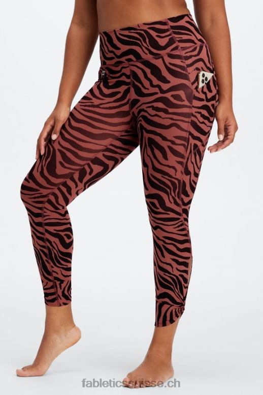 femmes Oasis Pureluxe Legging taille haute torsadé 7/8 B0B6R1138 trait de zèbre en acajou Fabletics
