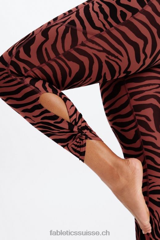 femmes Oasis Pureluxe Legging taille haute torsadé 7/8 B0B6R1138 trait de zèbre en acajou Fabletics