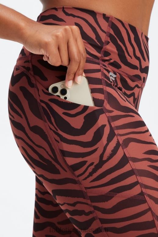 femmes Oasis Pureluxe Legging taille haute torsadé 7/8 B0B6R1138 trait de zèbre en acajou Fabletics
