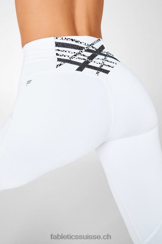 femmes capri taille haute à bretelles boost ii B0B6R1318 blanc/micro point Fabletics