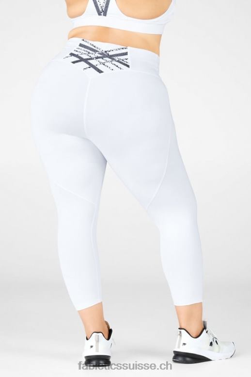 femmes capri taille haute à bretelles boost ii B0B6R1319 blanc/micro point Fabletics