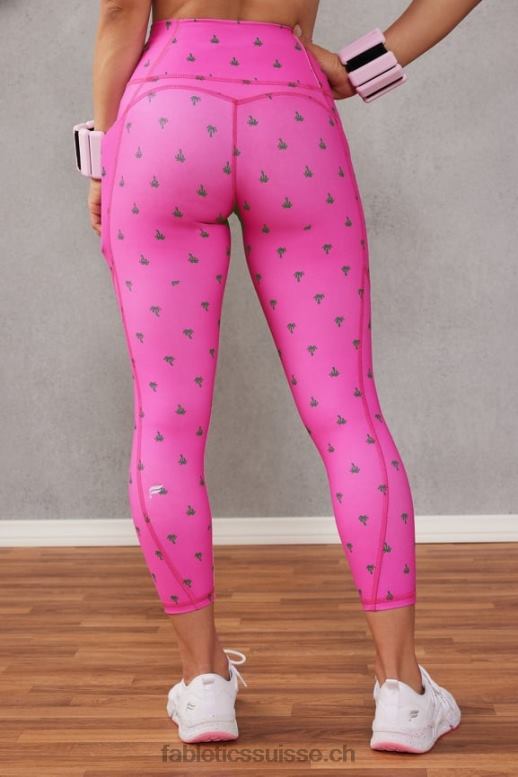 femmes capri taille haute oasis B0B6R959 palmier d\'évasion rose Fabletics