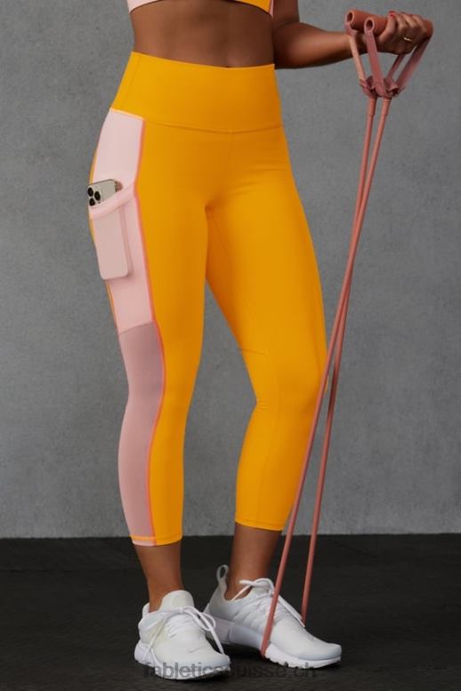 femmes capri taille haute powerhold 44 B0B6R765 soleil de l\'après-midi/crème au beurre rose Fabletics