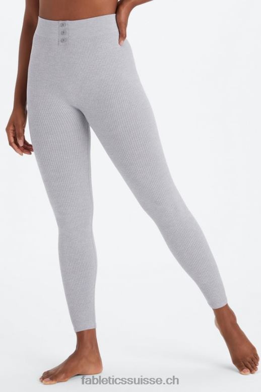 femmes legging 7/8 en maille torsadée B0B6R1032 gris chiné classique Fabletics