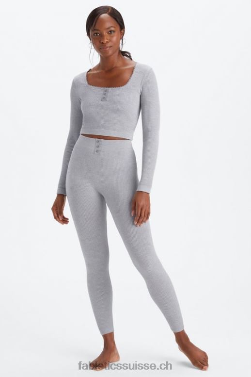 femmes legging 7/8 en maille torsadée B0B6R1032 gris chiné classique Fabletics