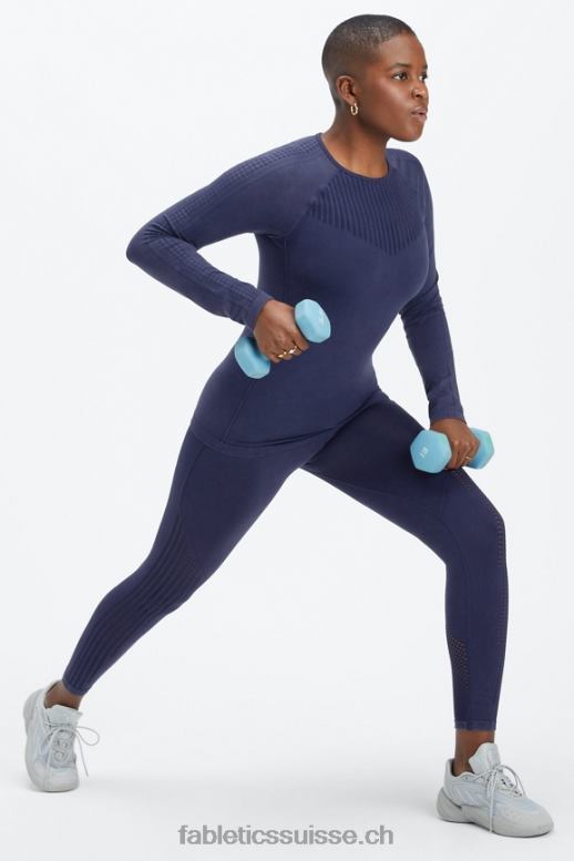 femmes legging 7/8 taille haute sans couture sync B0B6R1003 bleu marine délavé Fabletics