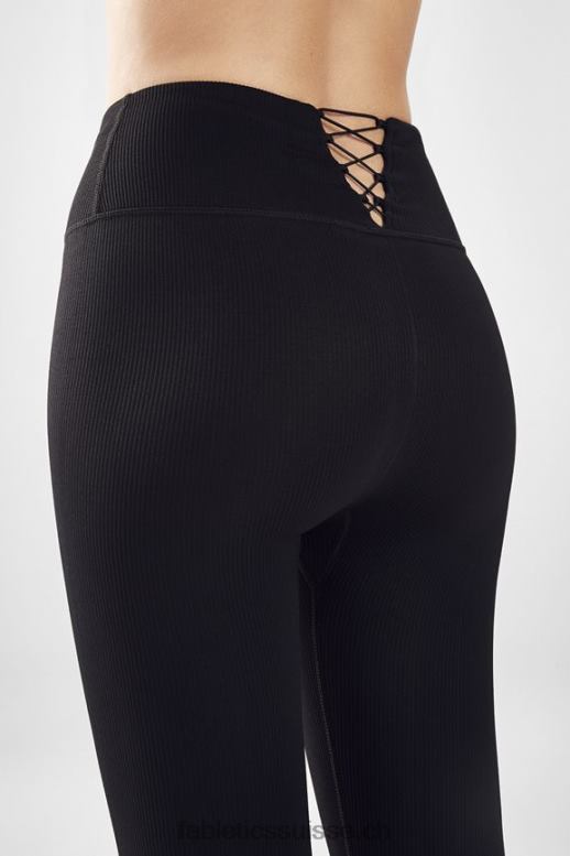 femmes legging côtelé taille haute sans coutures B0B6R1294 noir Fabletics