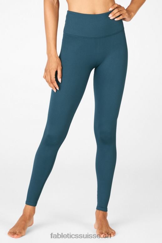 femmes legging côtelé taille haute sans coutures B0B6R1299 nova bleue/cloche bleue Fabletics