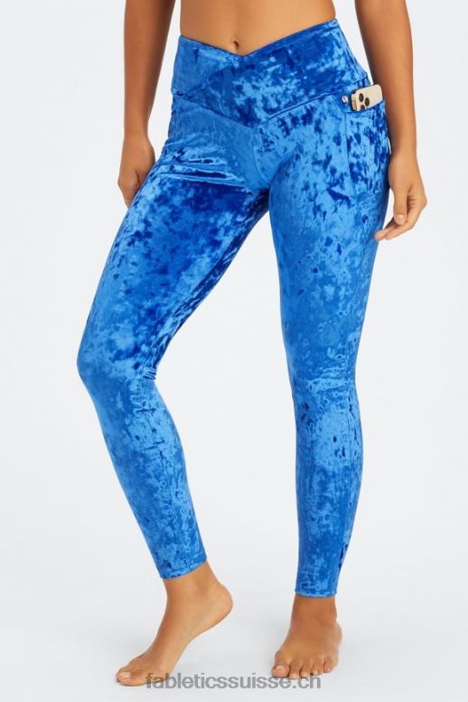 femmes legging croisé en velours frappé B0B6R1076 céleste Fabletics