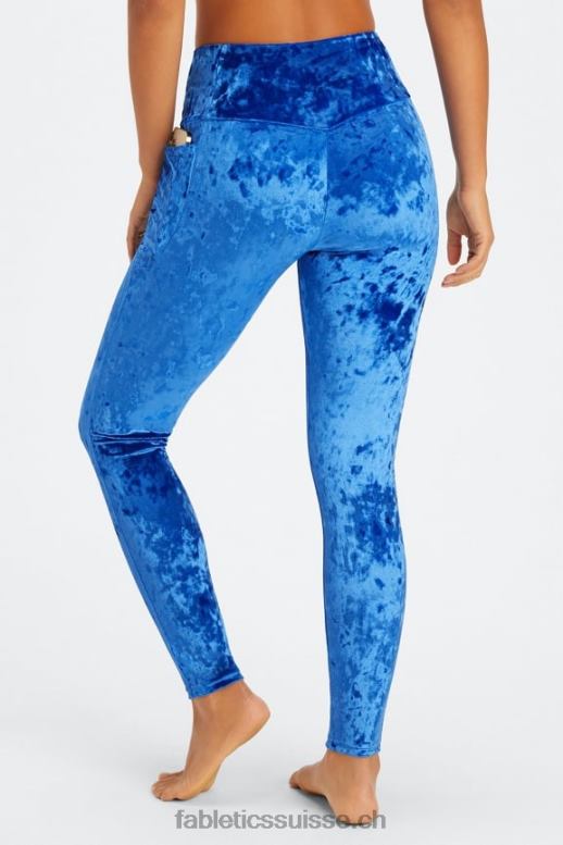 femmes legging croisé en velours frappé B0B6R1076 céleste Fabletics