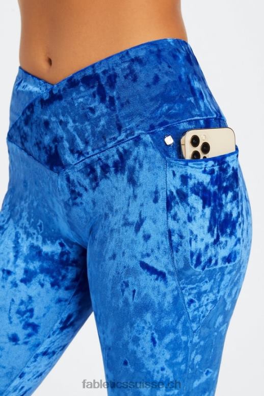 femmes legging croisé en velours frappé B0B6R1076 céleste Fabletics