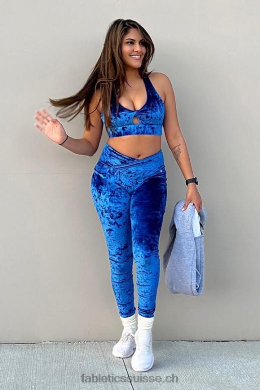 femmes legging croisé en velours frappé B0B6R1076 céleste Fabletics