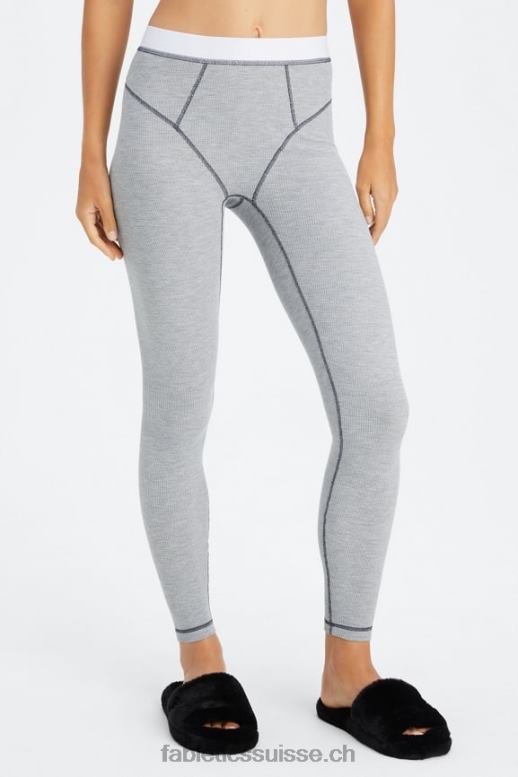 femmes legging gaufré B0B6R1085 gris classique chiné/blanc Fabletics
