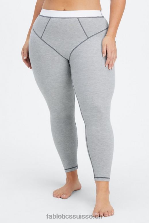 femmes legging gaufré B0B6R1086 gris classique chiné/blanc Fabletics
