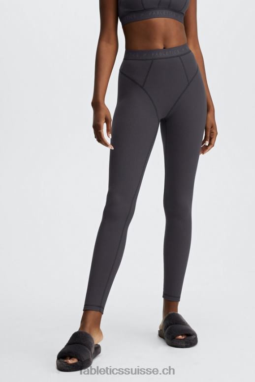 femmes legging gaufré à taille haute B0B6R1207 logo étain/étain Fabletics