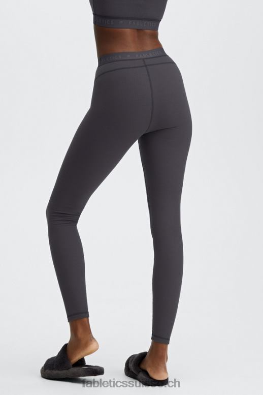 femmes legging gaufré à taille haute B0B6R1207 logo étain/étain Fabletics