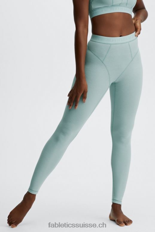 femmes legging gaufré à taille haute B0B6R1208 logo brume d'argent Fabletics