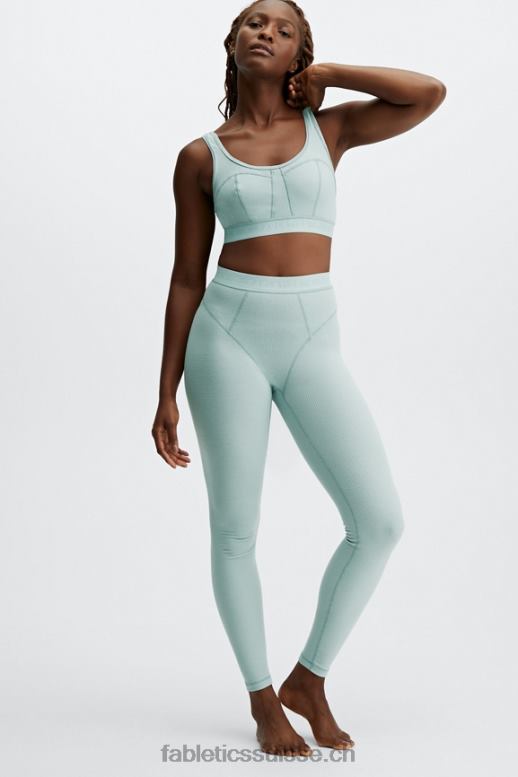 femmes legging gaufré à taille haute B0B6R1208 logo brume d\'argent Fabletics