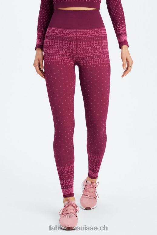 femmes legging jacquard taille haute sans coutures B0B6R1072 merlot/multiple Fabletics
