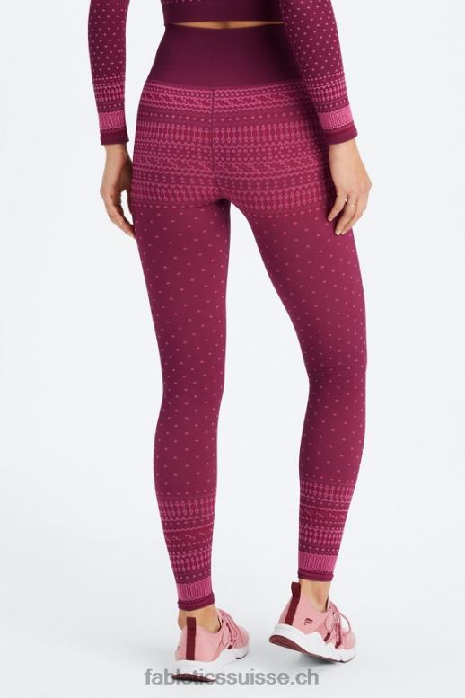 femmes legging jacquard taille haute sans coutures B0B6R1072 merlot/multiple Fabletics