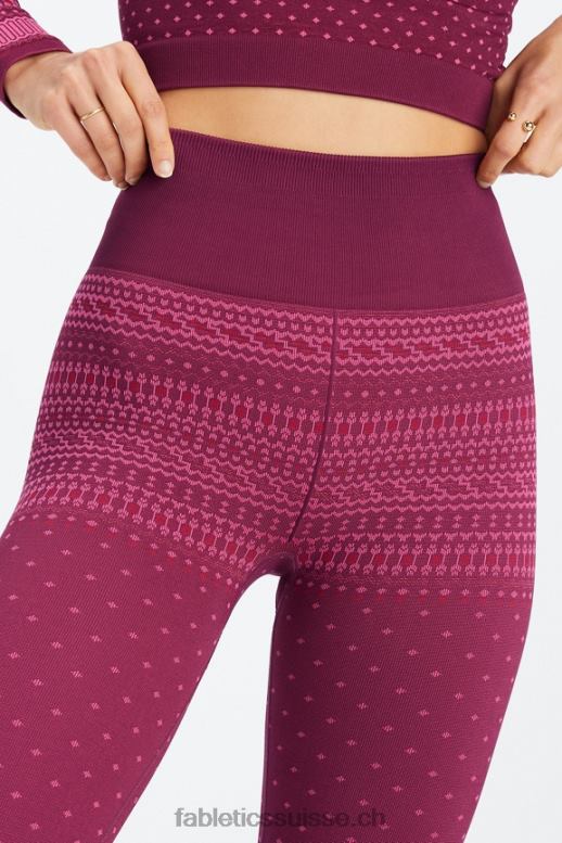 femmes legging jacquard taille haute sans coutures B0B6R1072 merlot/multiple Fabletics