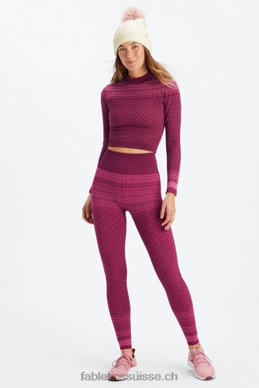femmes legging jacquard taille haute sans coutures B0B6R1072 merlot/multiple Fabletics