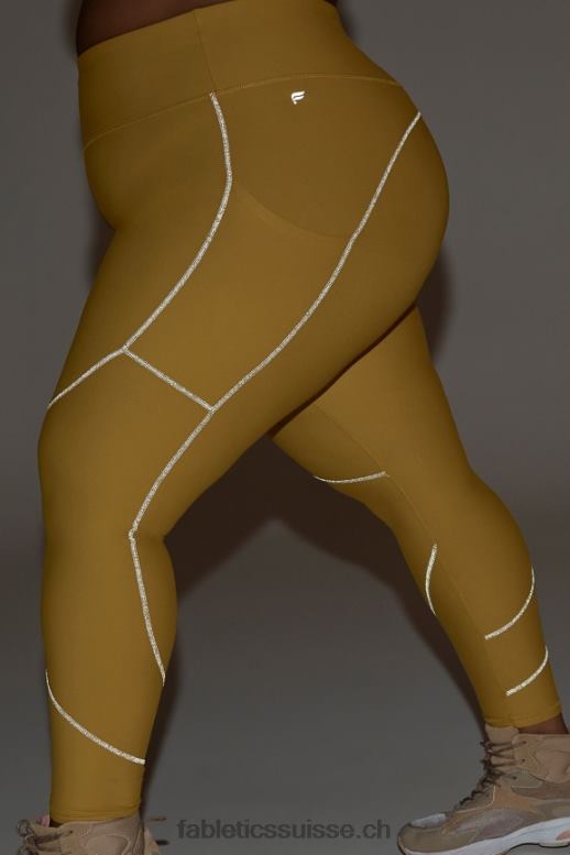 femmes legging à poche réfléchissante therma-flex hw B0B6R1192 olive chaude/argent réfléchissant Fabletics