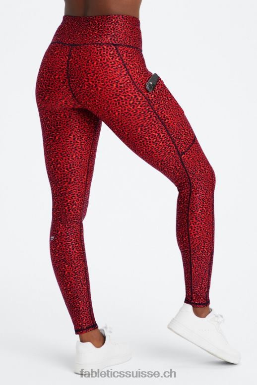 femmes legging à poche taille haute therma-flex B0B6R1036 électrique cerise mini léopard Fabletics