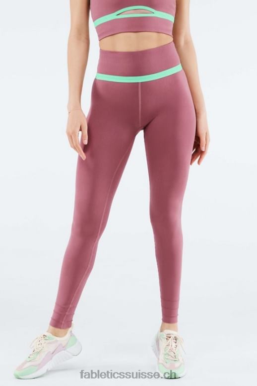 femmes legging taille haute à découpes sculptknit B0B6R1175 argile rose/eau tropicale Fabletics