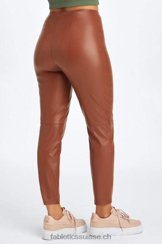 femmes legging taille haute en cuir vegan B0B6R1127 acajou Fabletics