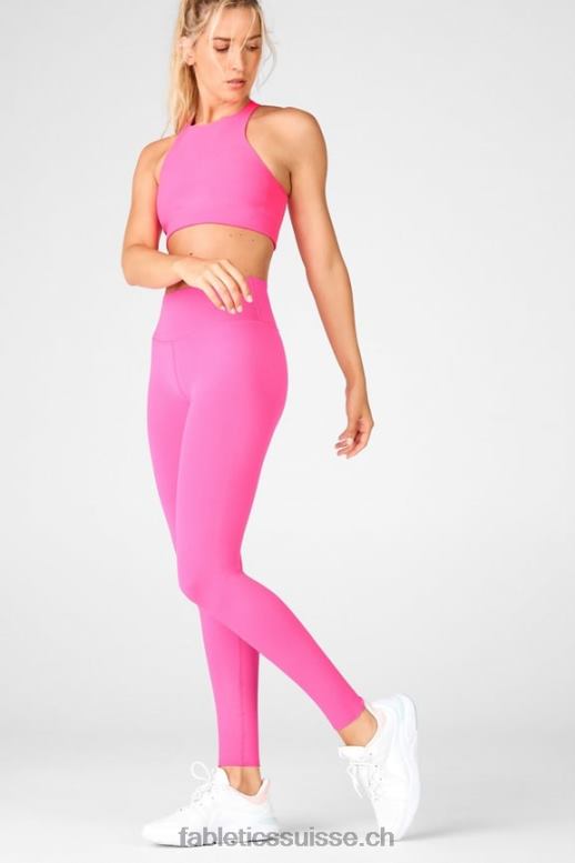 femmes legging taille haute en maille sculpturale B0B6R1246 rose fluo Fabletics