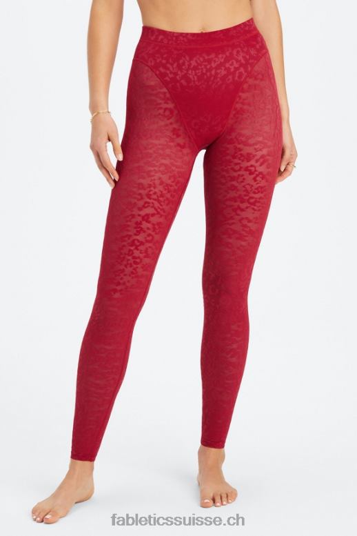 femmes legging taille haute en résille léopard B0B6R1080 rouge foncé Fabletics