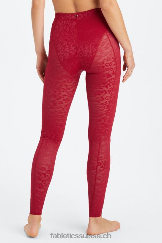 femmes legging taille haute en résille léopard B0B6R1080 rouge foncé Fabletics