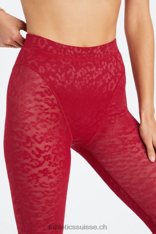 femmes legging taille haute en résille léopard B0B6R1080 rouge foncé Fabletics