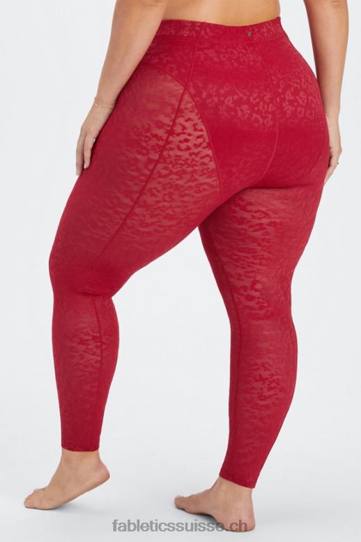 femmes legging taille haute en résille léopard B0B6R1081 rouge foncé Fabletics