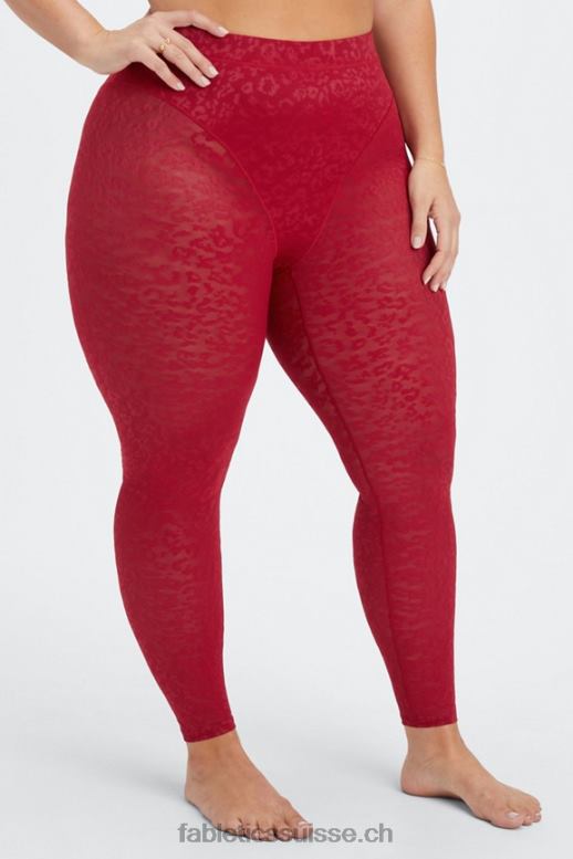 femmes legging taille haute en résille léopard B0B6R1081 rouge foncé Fabletics