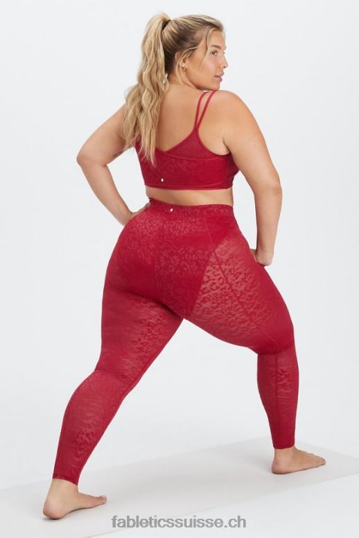 femmes legging taille haute en résille léopard B0B6R1081 rouge foncé Fabletics