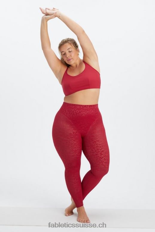 femmes legging taille haute en résille léopard B0B6R1081 rouge foncé Fabletics