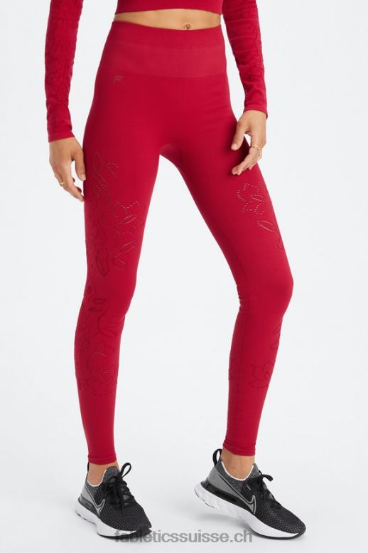 femmes legging taille haute sans coutures en dentelle B0B6R1088 rouge foncé Fabletics