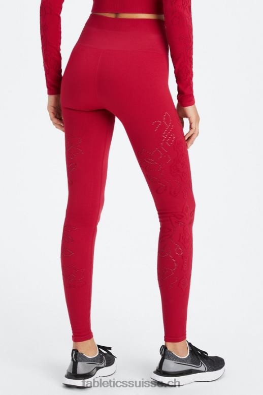 femmes legging taille haute sans coutures en dentelle B0B6R1088 rouge foncé Fabletics